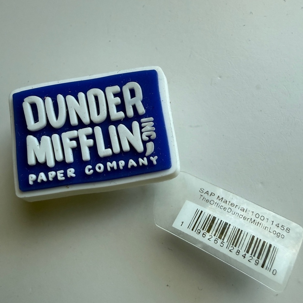 Crocs Jibbitz The Office Dunder Mifflin Paper Company Logo Charm Blue White